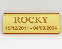 Engraved Gold Mirrored Acrylic Rectangle Plaque Tag Memorial Pet