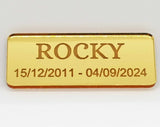 Engraved Gold Mirrored Acrylic Rectangle Plaque Tag Memorial Pet