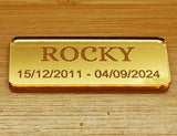 Engraved Gold Mirrored Acrylic Rectangle Plaque Tag Memorial Pet