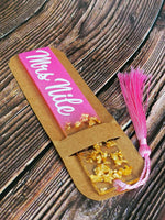 Pink with Gold Leaf Resin Bookmark