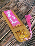 Pink with Gold Leaf Resin Bookmark