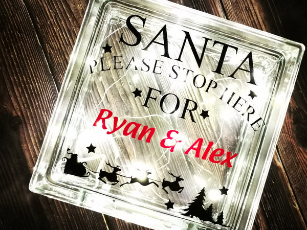Santa Solid Glass Light Box